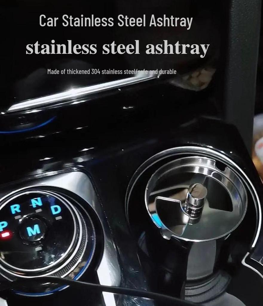 Seiko Stainless Steel Ashtray with Lid - Creative, Thickened Design for Home, Car, or Cafe Use