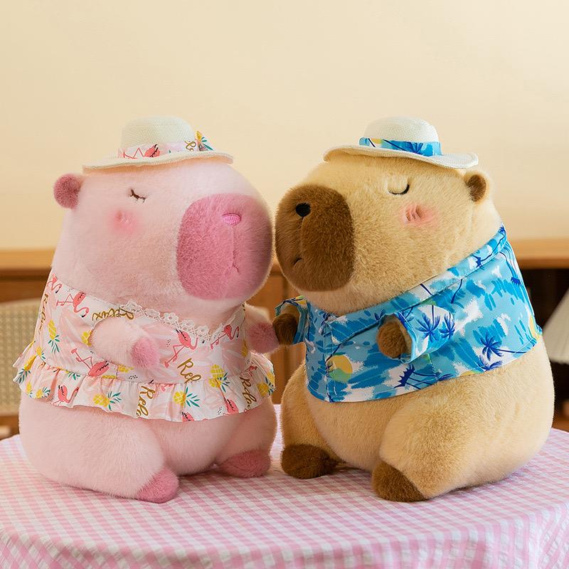 Nová 21cm simulace plyšové hračky Capybara Capibara Anime Načechraná hračka Roztomilá zvířátka Plyšová panenka v plážovém stylu Vánoční dárky pro děti