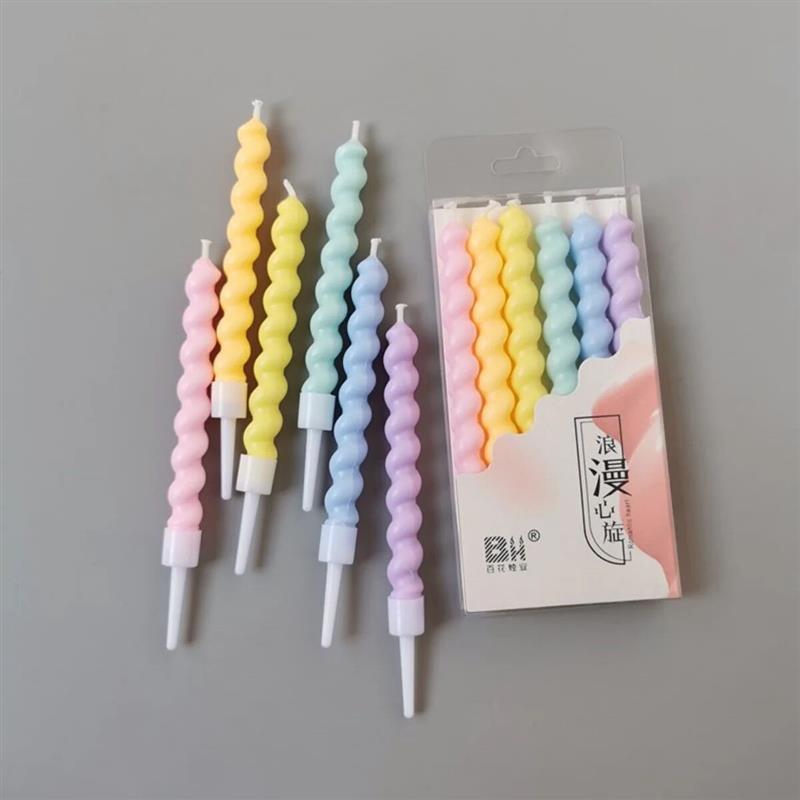 

6Pcs/Set Cartoon Flower Plugin Color Curve Candle Birthday Festival Party Cake Decoration