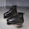Fashion Golden Sapling Cowhide Snow Boots Men 2025 Fashion Leisure Flats Platform Man Short Booties Outdoor Casual Genuine Leather Shoes