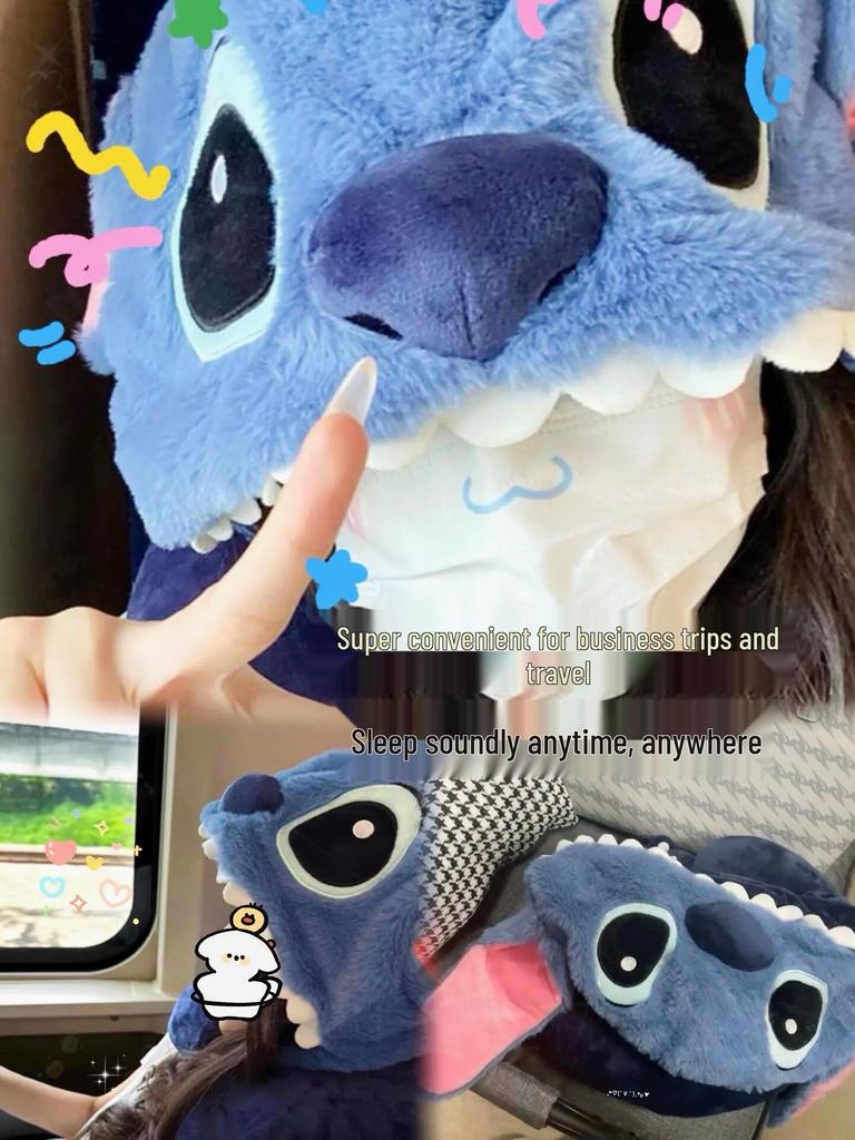 Cartoon Hooded Neck Support Plush Pillow & Toy – Portable Travel Comfort