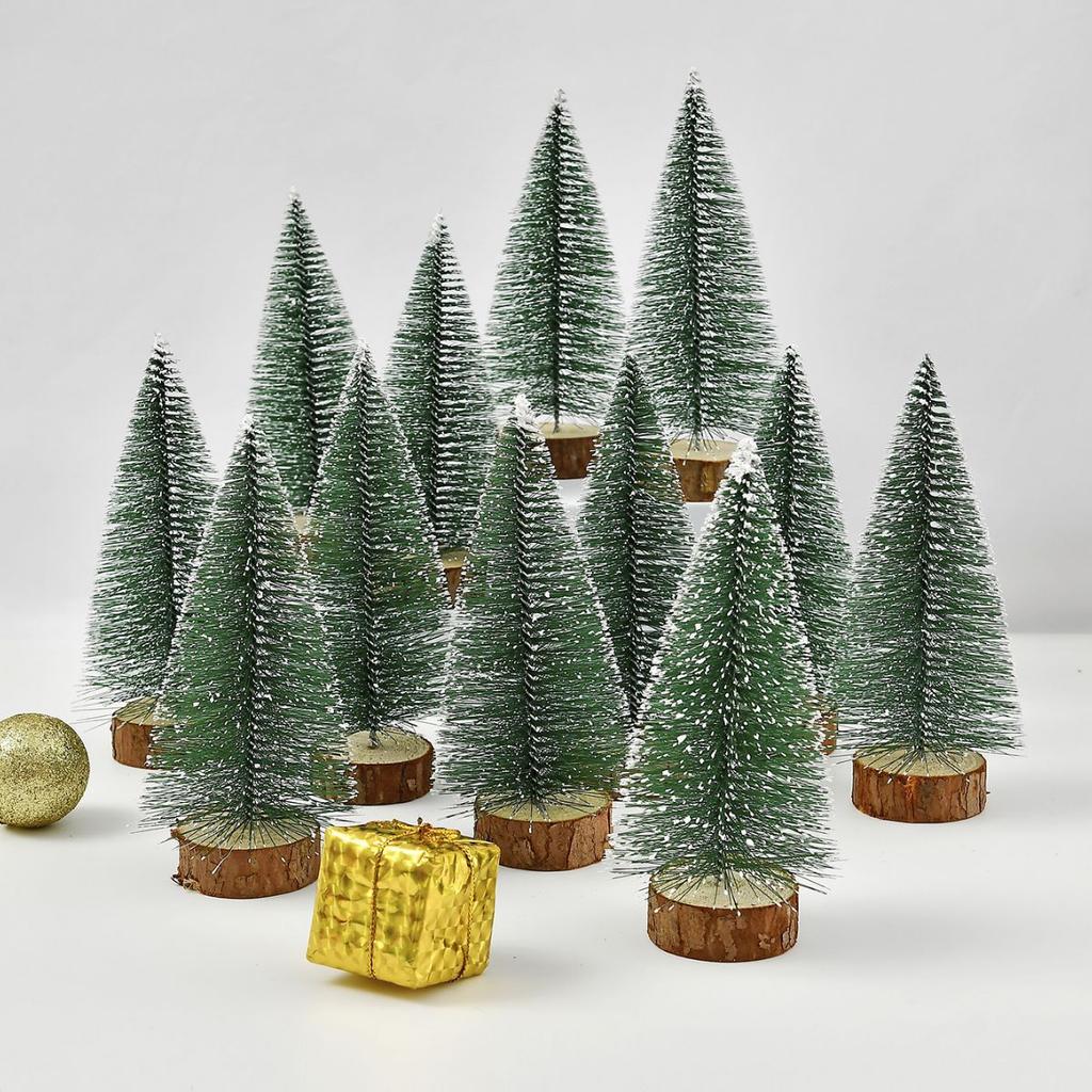 Mini Christmas Trees Artificial Pine Needle Desk Ornaments 10/15/20cm Fake Evergreen Trees for Holiday Decoration