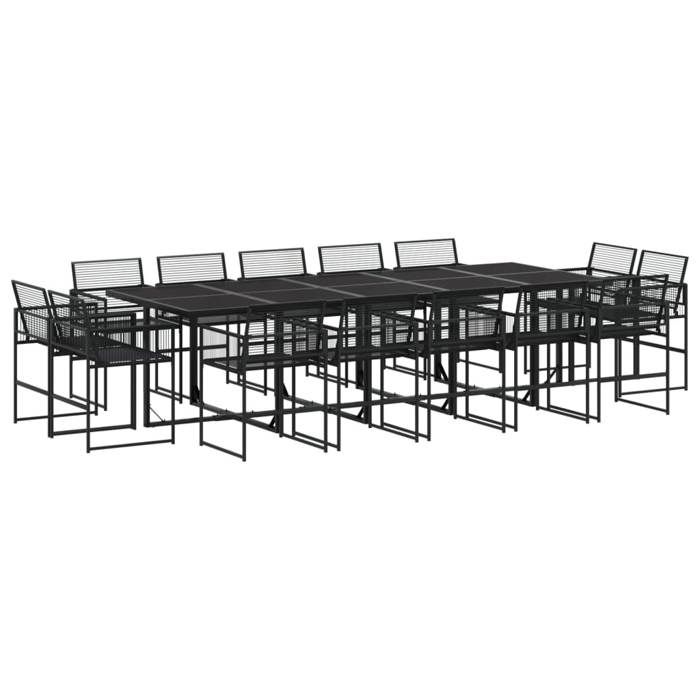 VidaXL Ensemble à manger de jardin 15 pcs noir résine tressée, ensemble de salle à manger d'extérieur, meuble de salle à 3295041