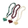 European and American retro amber ins big love pendant necklace, simple and exaggerated Maillard smudged round bead necklace