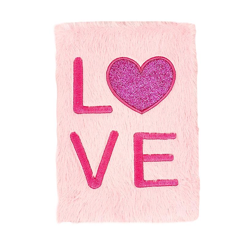 Glitter Heart LOVE Notebook: Fluffy, Fresh Girly Diary with Little Rabbit Fur - Perfect for Qixi Festival Lovers