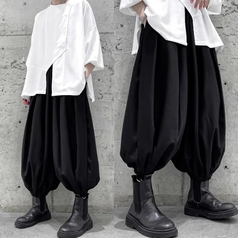 Men's Autumn Relaxed-Fit Casual Wide-Leg Pants with Stylish Cuffed Hem and Cropped Lantern Design