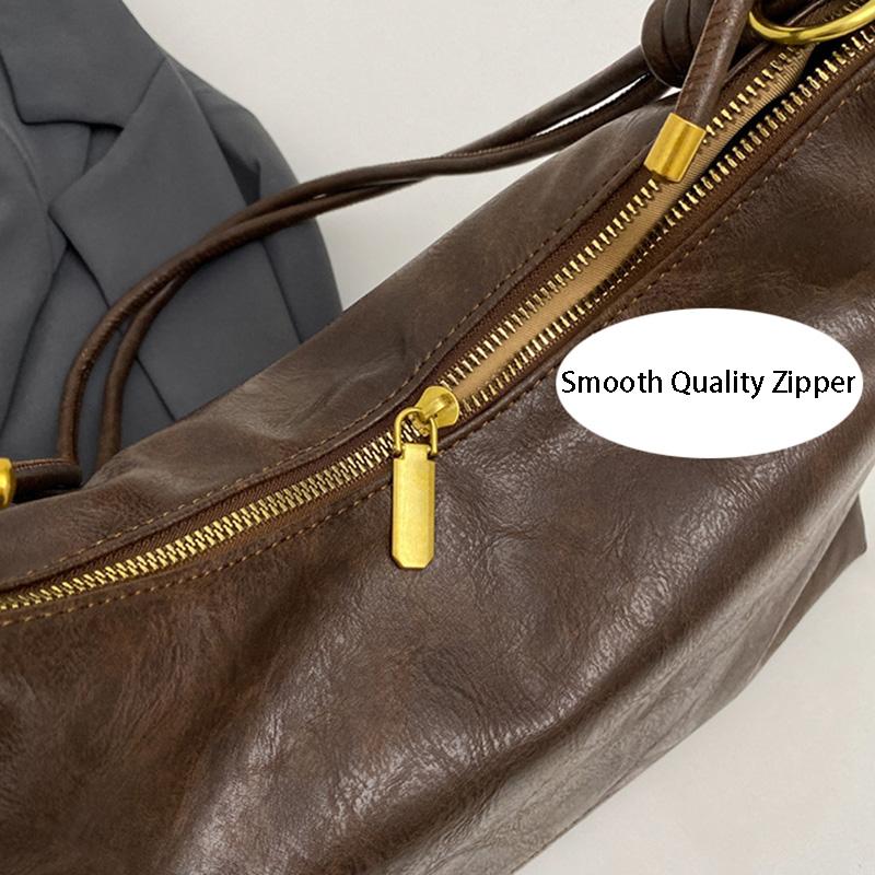 Retro PU Leather Tote Bag Women Large Capacity Shoulder Bags Luxury Fashion Brown Handbags Shopping 2026 New Big Underarm Hobo Bag