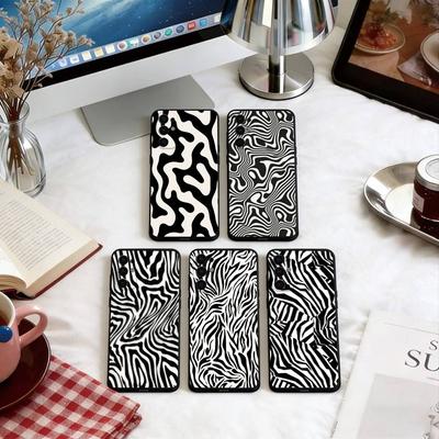 Zebra Pattern Phone Case Black Silicone Soft For Samsung S25,S24,S21,S22,S23,S30,Ultra,S20,Plus,Fe,Lite