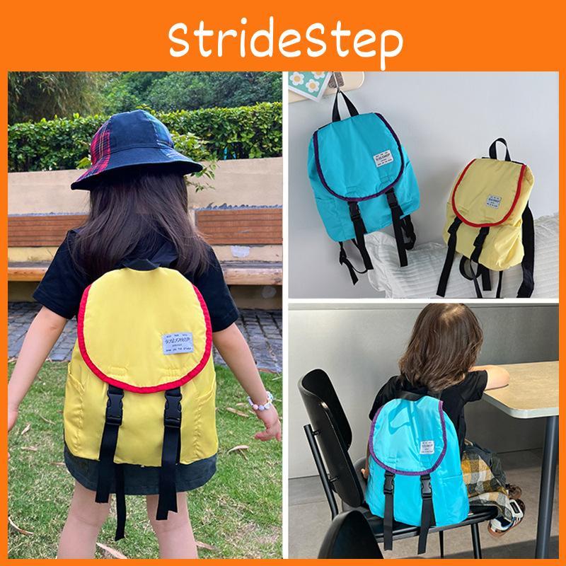 Solid Color Childrens Backpack Canvas Large Capacity Curved Shoulder Straps