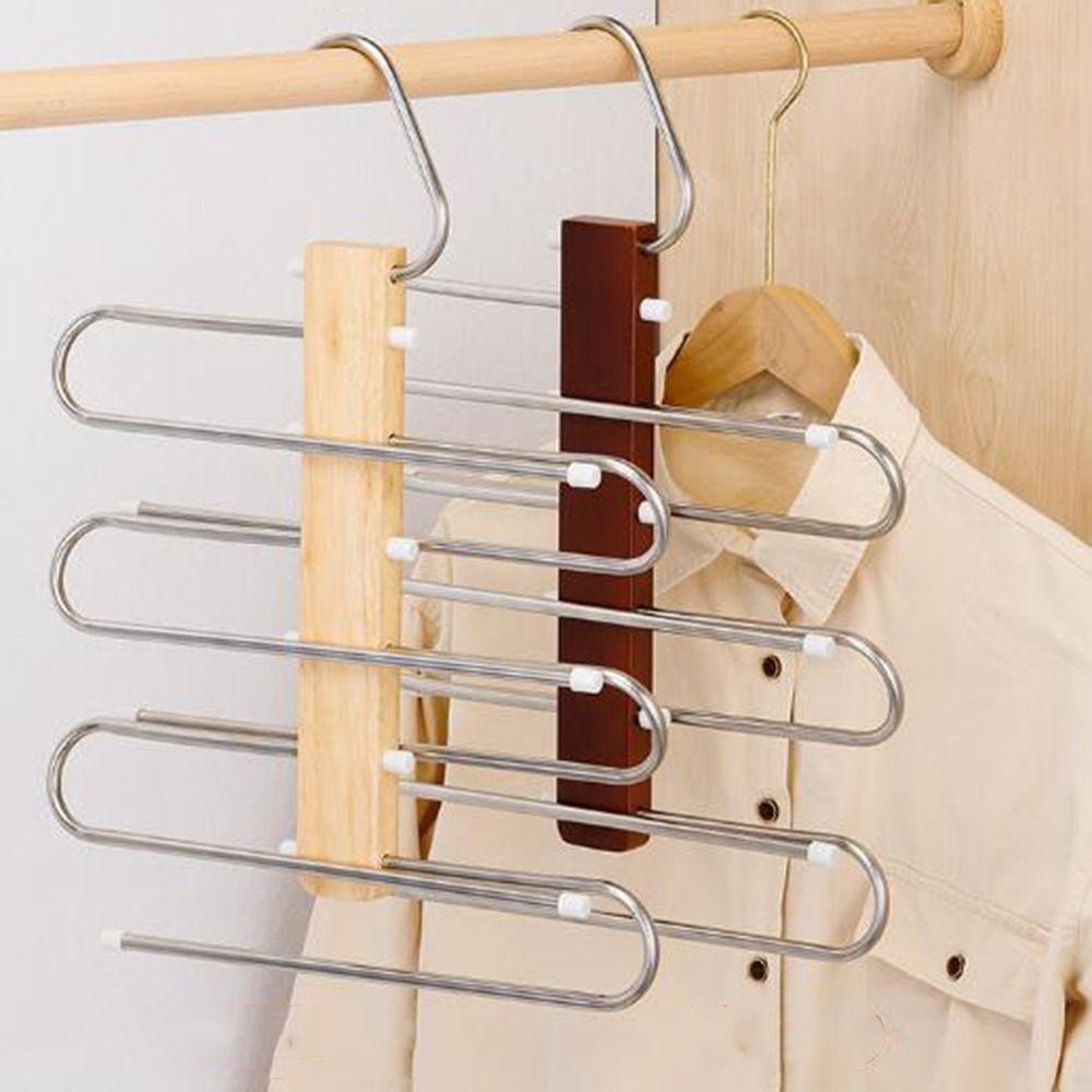 Stainless Steel Multi Tier Pant Hangers Anti-Slip Clothes Rack Pants Storage Rack  Closet