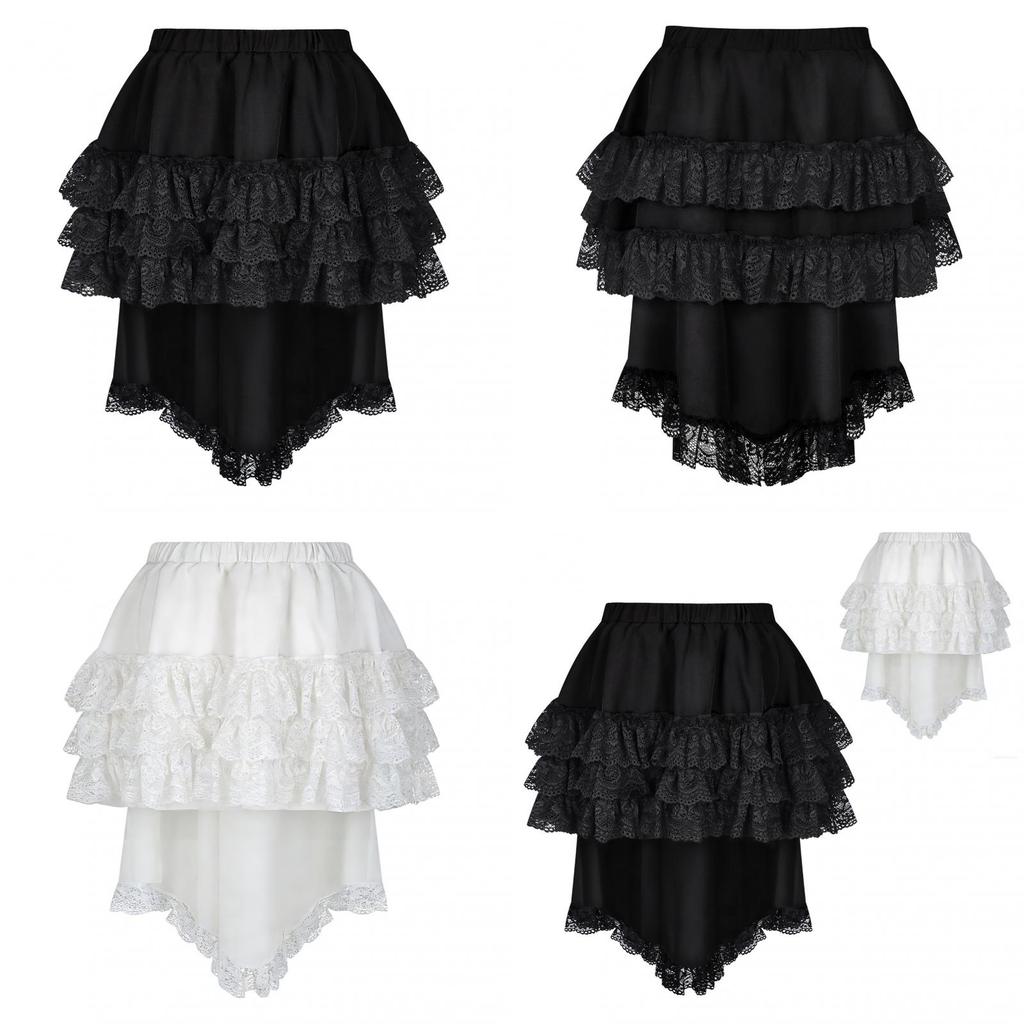 Gothic Punk Skirt With Lace Hem For Alternative Fashion And Daily Wear