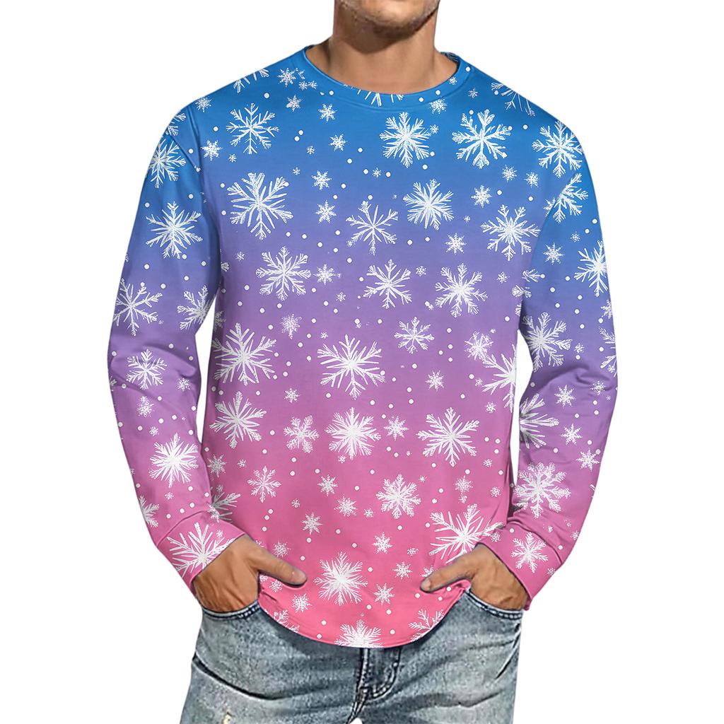 Men's Christmas Printed Imitation Cotton Long-sleeved Shirt