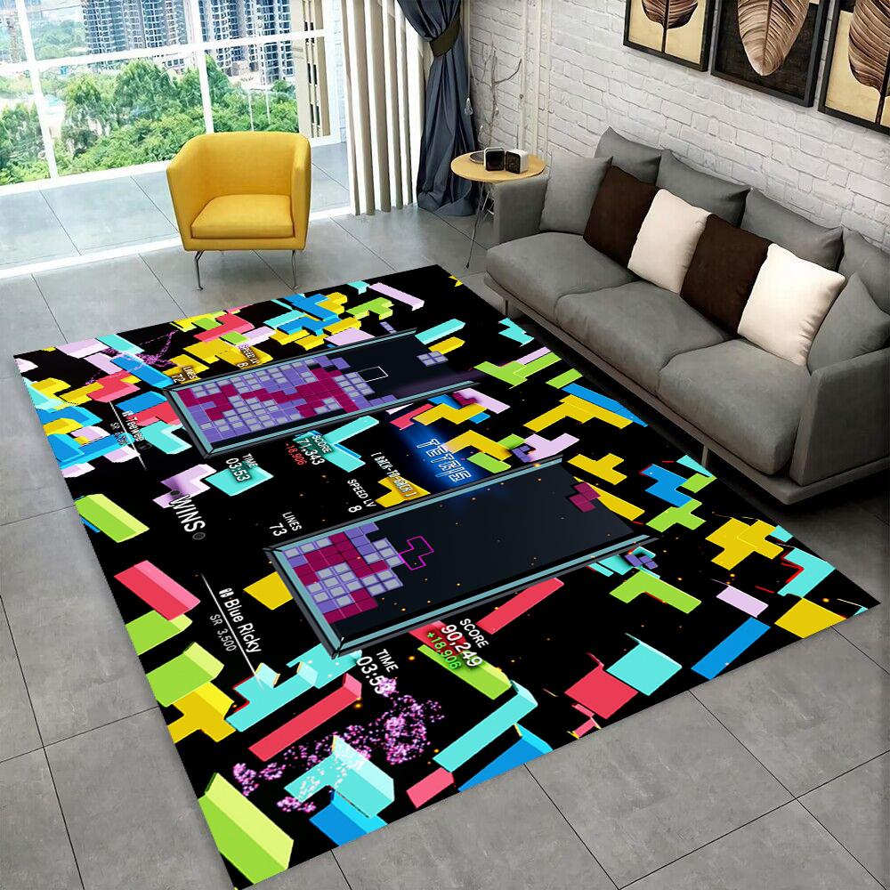 

3D Retro Game Tetris Gamer Cartoon Area Rug,Carpet for Home Living Room Bedroom Sofa Doormat Decor,kid play Non-slip Floor Mat 40x60cm(15x23in)