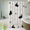 Japanese Black Pink Cute Cherry Cat Bath Curtain for Quarto Curtains in the Bathroom Accessories Shower Folding Partition Home