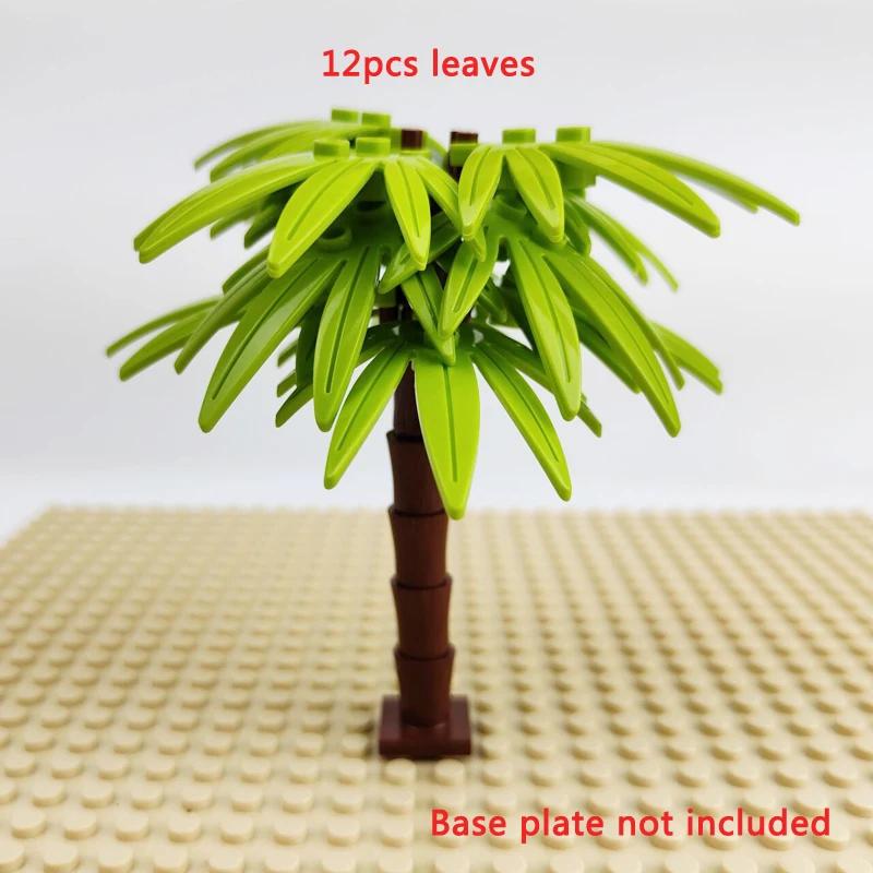 Small Building Blocks Palm Coconut Tree Green Garden Landscape Tropical Beach Plant Block Compatible Lego Brick Toy for Children