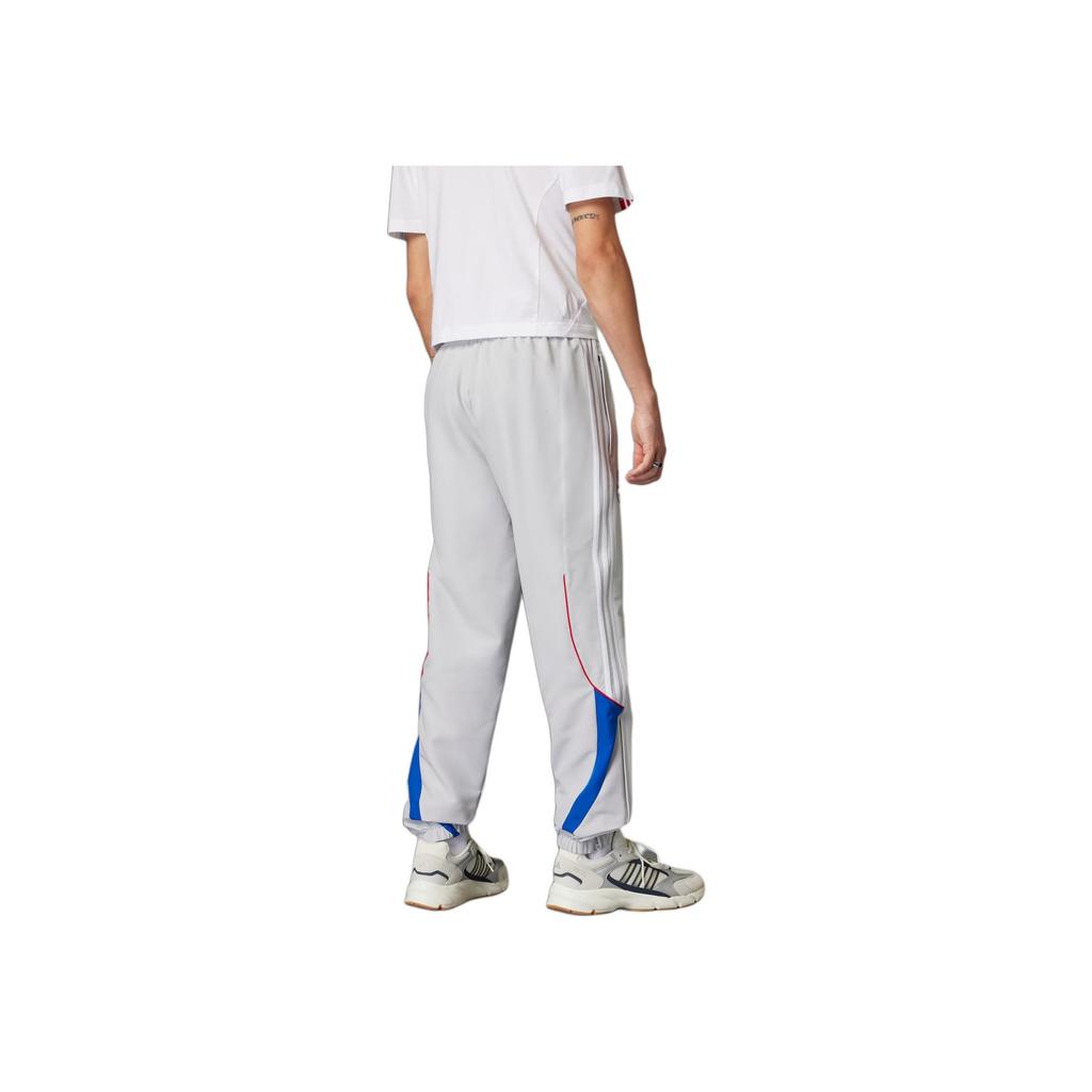 Adidas Embroidered Lace-Up Cuffed Knit Sports Pants Men Bottoms Light-Gray JF0591