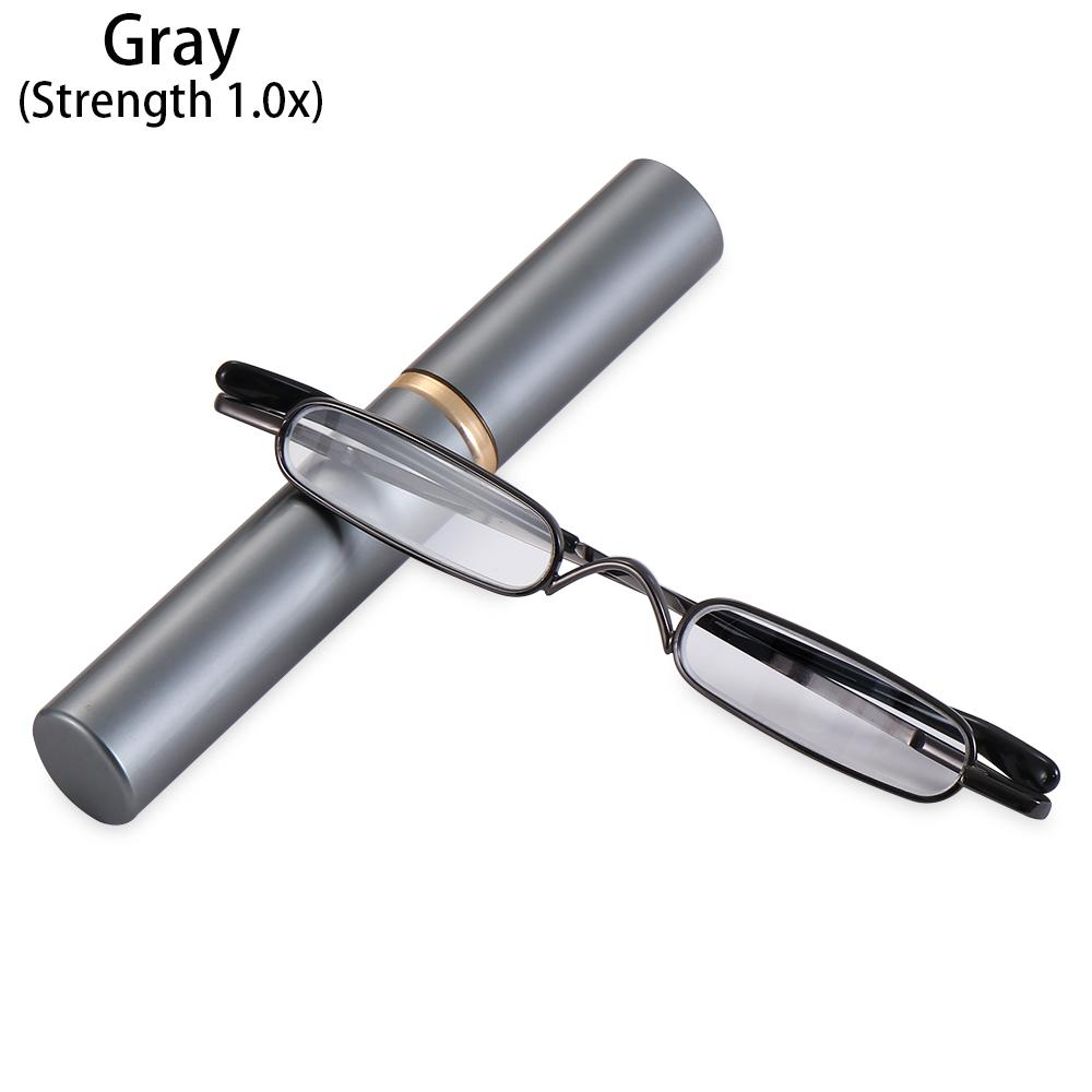 Mini Slim Reading Glasses Unisex Portable Presbyopic Glasses With Pen Tube Case Spring Hinge Men Women Vision Care +1.00~+4.00