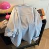 Vintage Denim Striped Oversized Shirt Beautiful Women's Blouses  Collared Shirt for Women's Spring Long Sleeved Top
