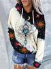 Modischer Hoodie mit Mond- und Sternenprint, Verstellbare Kapuze mit Kordelzug, Geräumige Kängurutasche, Superweiches Lässiges Sweatshirt für Damen