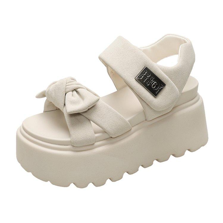 Sandale cu platformă înaltă de modă pentru femei 2024, vară, respirabile, cu toc înalt de 8 cm, pantofi de damă din piele, papuci grosi, sandale pentru femeie