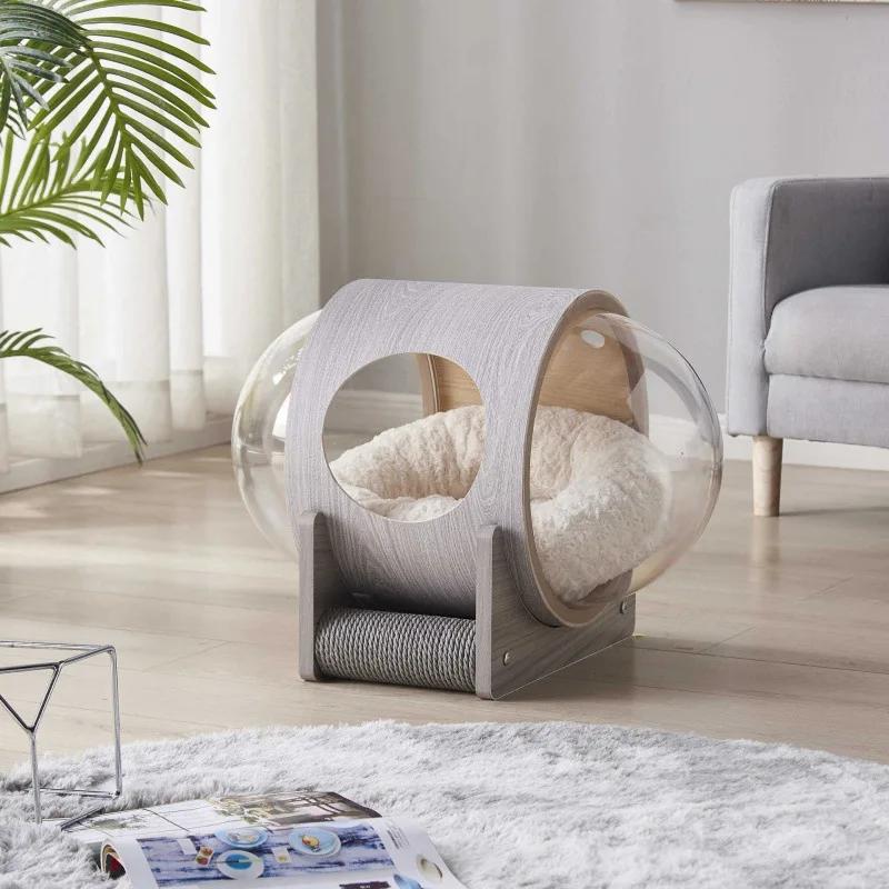 Net red space capsule transparent cat delivery room four seasons universal closed winter cat house solid wood capsule cat litter