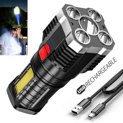 5 LED Super Bright Flashlight Rechargeable Outdoor Multi-function Waterproof Led Long-range Spotlight Battery COB Light