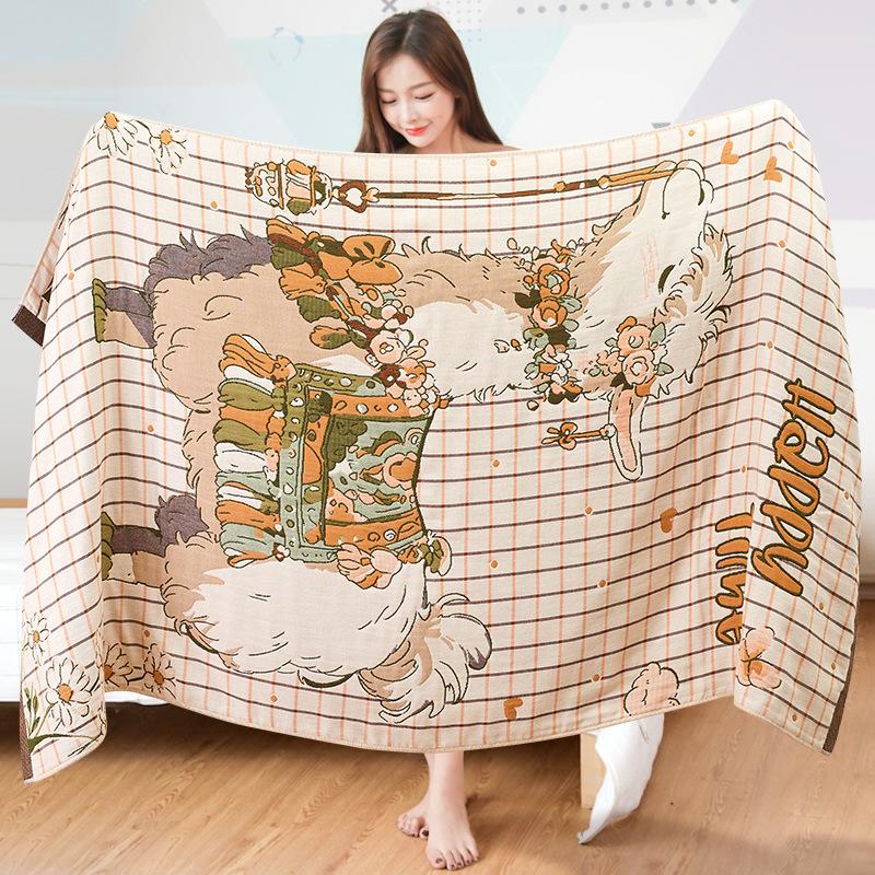 80 x 160 cm, süßes Cartoon-Badetuch aus reiner Baumwollgaze, Jacquard-Tiermuster, super saugfähig, weich, bequem, großes Handtuch für den ganzjährigen Gebrauch im Haushalt