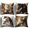 Horse And Flower Pattern Digital Printing Pillow Cover Short Plush Suitable Living Rooms Bedrooms Sofas Throw Cushion Cover