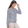 Women Tops Round Neck Zipper Half Placket Long Sleeve Pullover Tops Solid Color Shiny Sequins Loose Fit Blouse