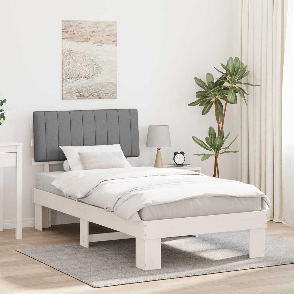 Bed Frame with Padded Headboard Light Grey 100 x 200 cm