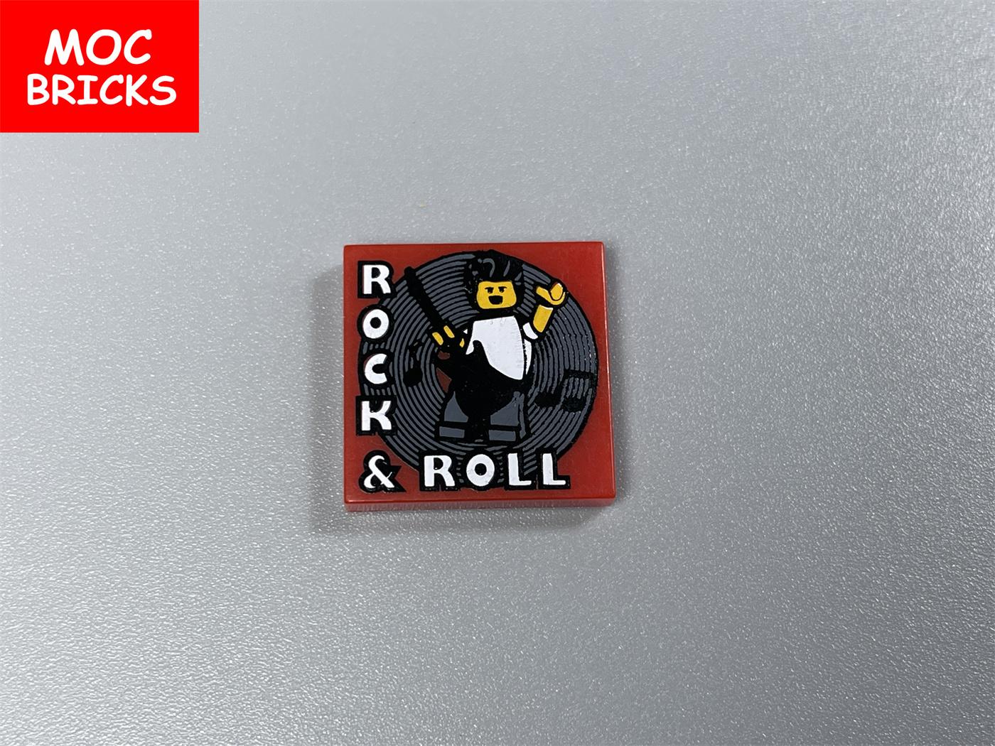 

Non-Toxic 10Pcs Moc Bricks Printed Tiles 2X2 1X2 Music Rock Singer Record Disc Assembled Building Blocks Accessories Kids Toys Gifts