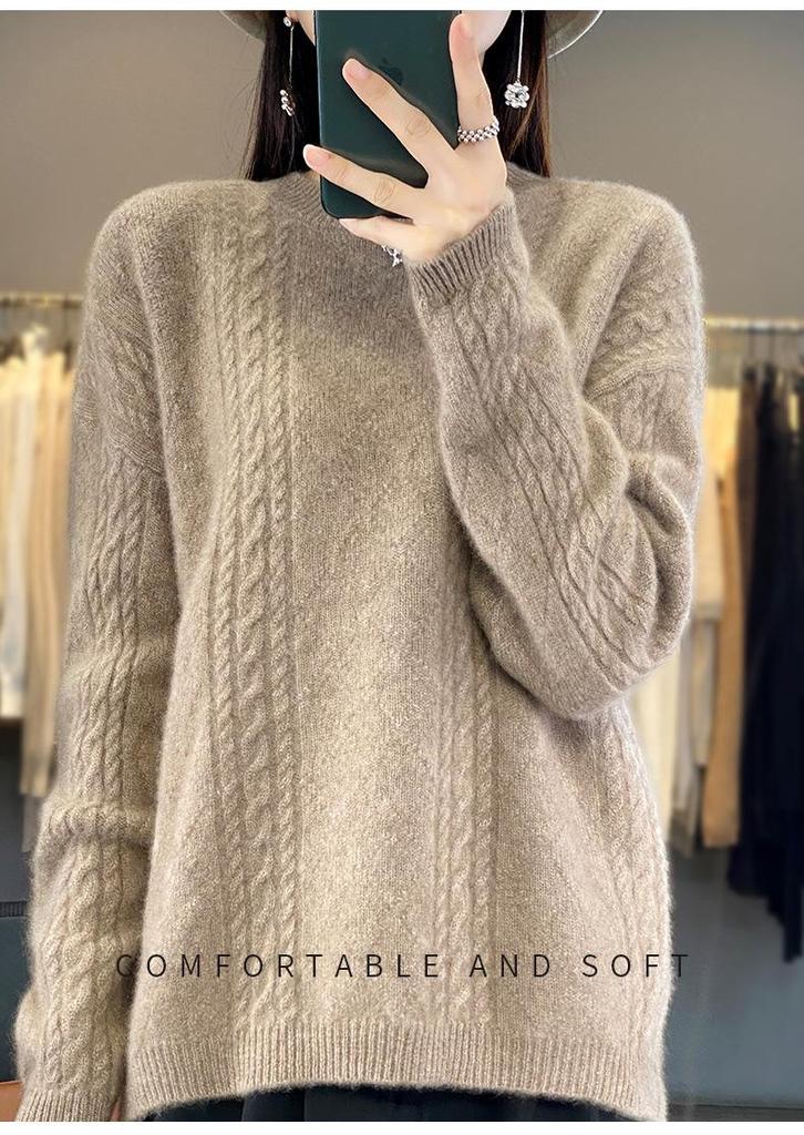 Women's Korean Style Pure Wool Cashmere Knit Pullover Sweater