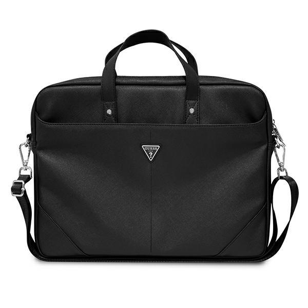 Guess Gucb15Psatlk 16" Tasche Schwarz/Schwarzes Saffiano Dreieckslogo