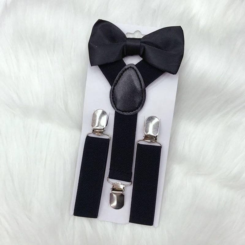 Elegante Set di Bretelle Elastiche e Papillon per Bambini e Bambine in Diversi Colori