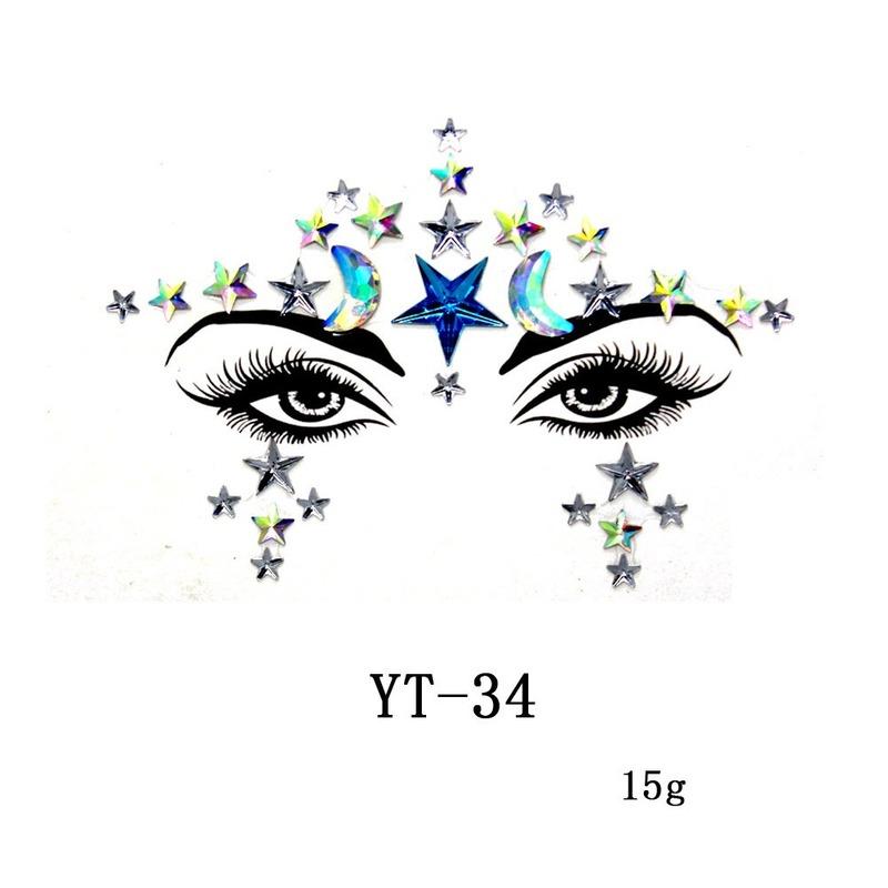 1Pcs 3D Crystal Face Stickers Decoration Face Eye Stickers Chest Sticke Glitter DIY Jewelry Festival Party Temporary Tattoo Stickers for Women