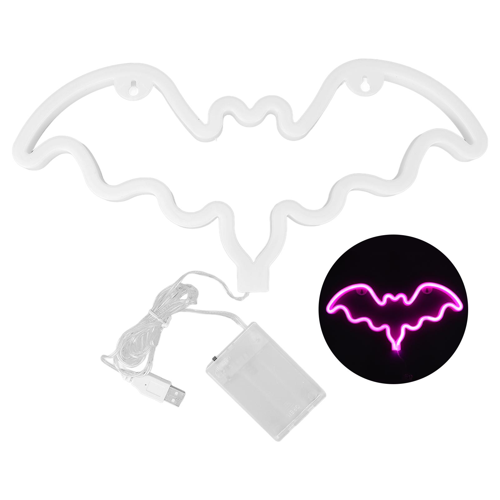

Хэллоуин Розовый Свет Летучей Мыши Питание от USB или Батарей Неоновая Вывеска Летучей Мыши с 2 Отверстиями для Подвешивания для Спальни