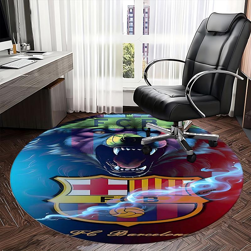 FC Barcelona Crest,Lion Emblem Artwork Chair mat Round Rug Office carpet, Machine Washable, Non slip, Suitable for Living Rooms, Bedrooms