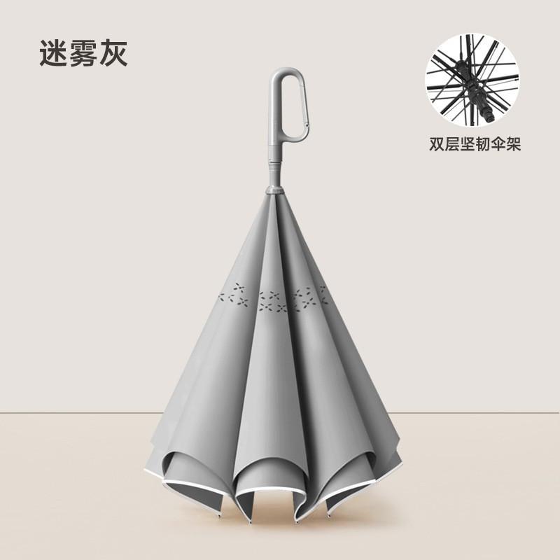 Ring-lock double-layer fully automatic reverse umbrella, long handle, large car umbrella, enlarged, reinforced, thickened, wholesale umbrellas for
