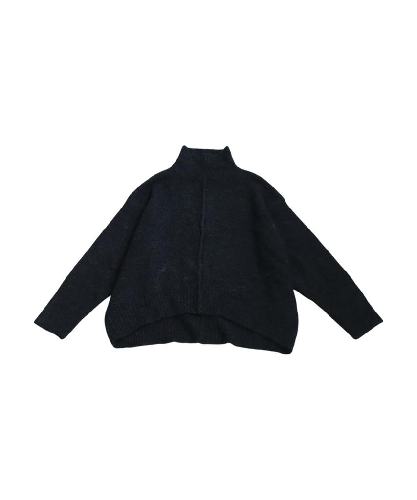 antiqua Boucle High Neck Knit One Size Black Women's Top, PN-00524, 05,