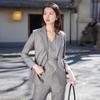 LadyS Elite Grey Wool Blend Professional Three-Piece Suit
