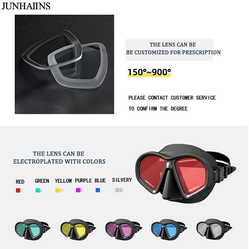 Low Volume Freediving Mask, Tempered Glass Lens Soft Silicone Waterproof Diving Gear for Snorkeling Spearfishing