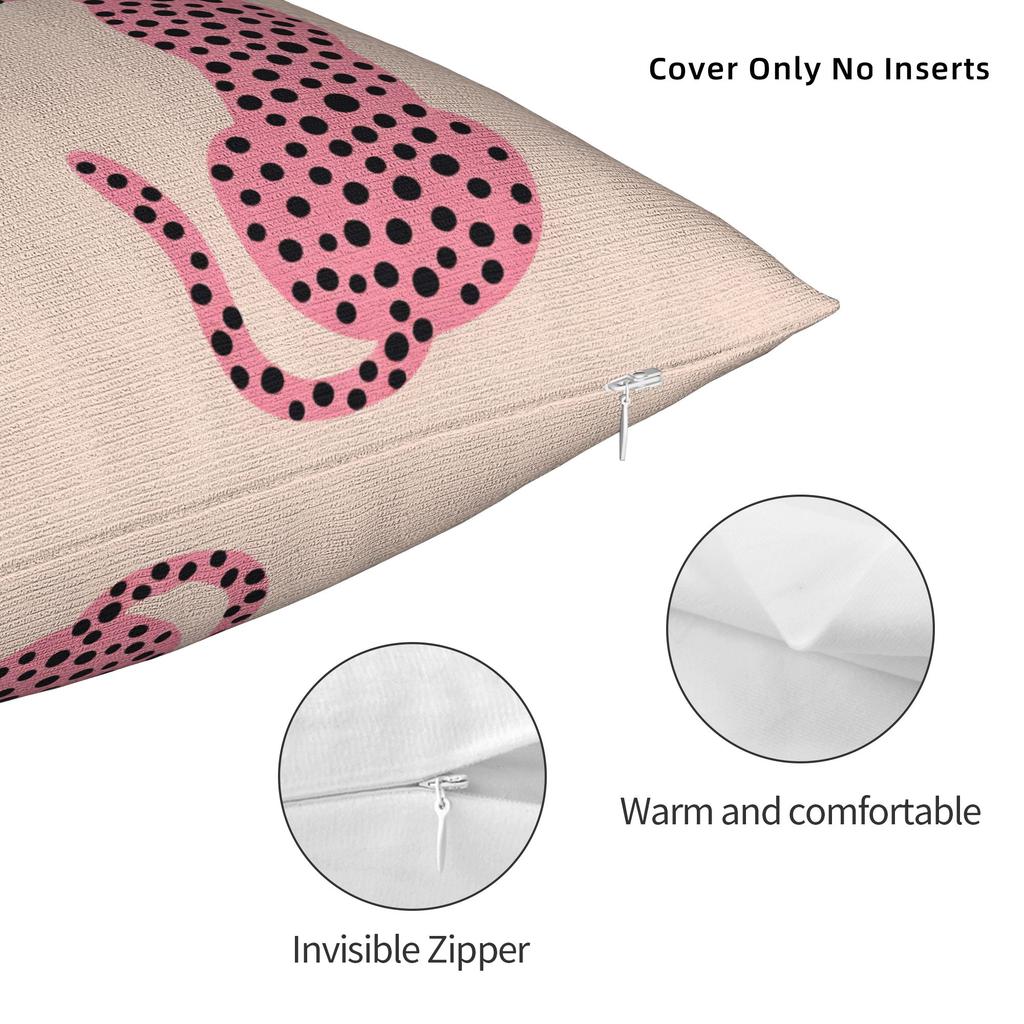 Pastel Pink Black Leopard Pair Pillow Case Soft Pillow Cover For Sofa Couch Bed Living Room Retro Trendy Pillowcases