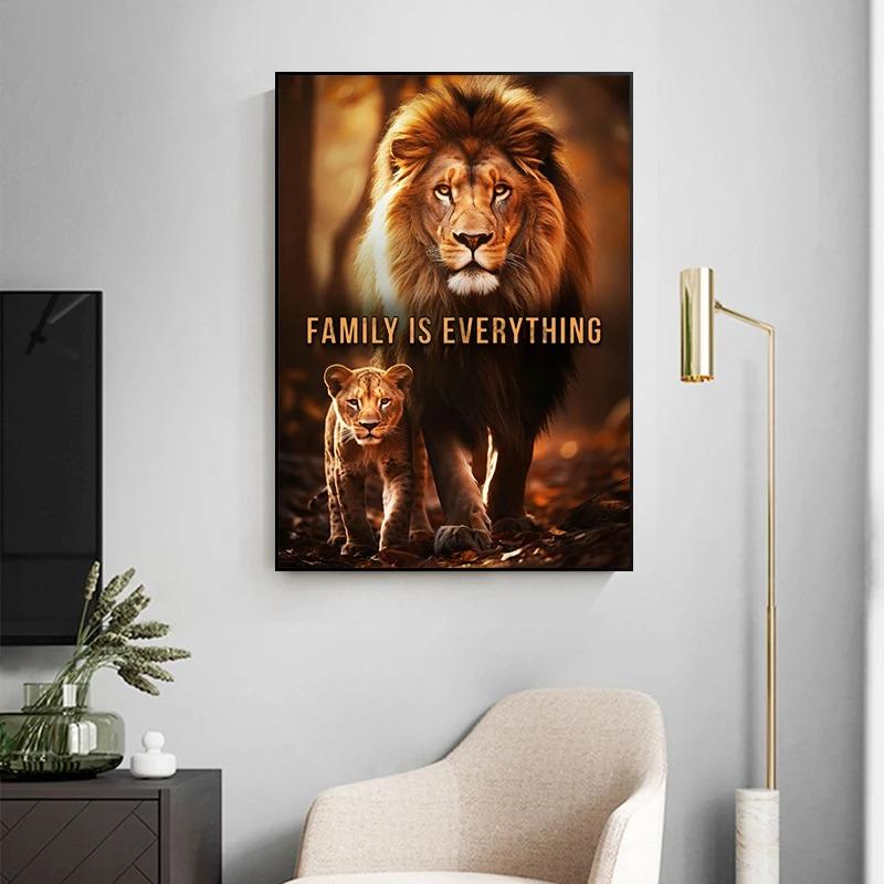 Citazioni Motivazionali Conquista Focus Pittura su Tela Leone Tigre Leopardo Animali Feroci Poster Stampa Muro Soggiorno Decorazioni per la Casa