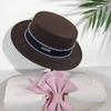 French Retro Temperament Woolen Top Hat Autumn and Winter Internet Celebrities Celebrity Style Flat Top Hat Women's Fashion Street Hat Self-operated