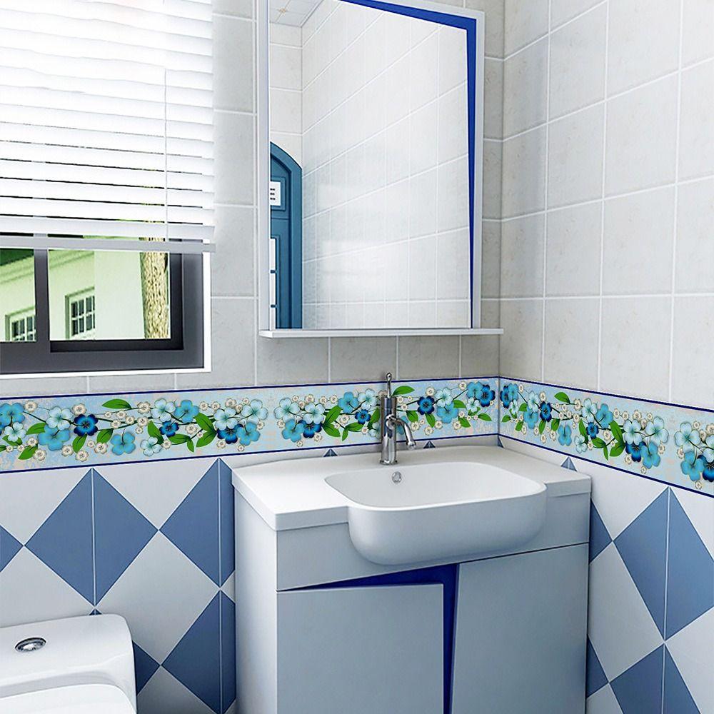 Art Mural Self Adhesive Waist Line Waterproof Skirting Line Wall Sticker Bathroom
