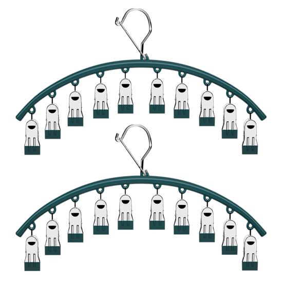 2 יחידות מתלי בגדים עם 10 קליפסים חוסכי מקום מתכת מתכת חותלות מתלים אידיאלי עבור מכנסי יוגה ג'ינס Activewear