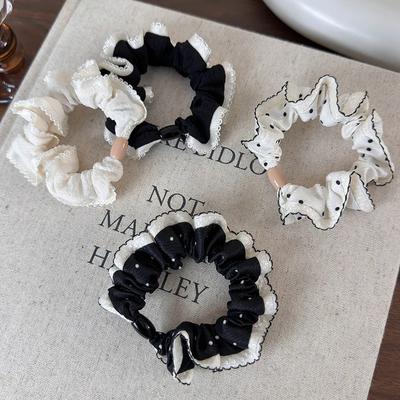 Women Elastic Hair Bands Polka Dot Lace Scrunchies Hair Rope Ties Girls Ponytail Holder Rubber Bands Female Hair Accessories 1pc