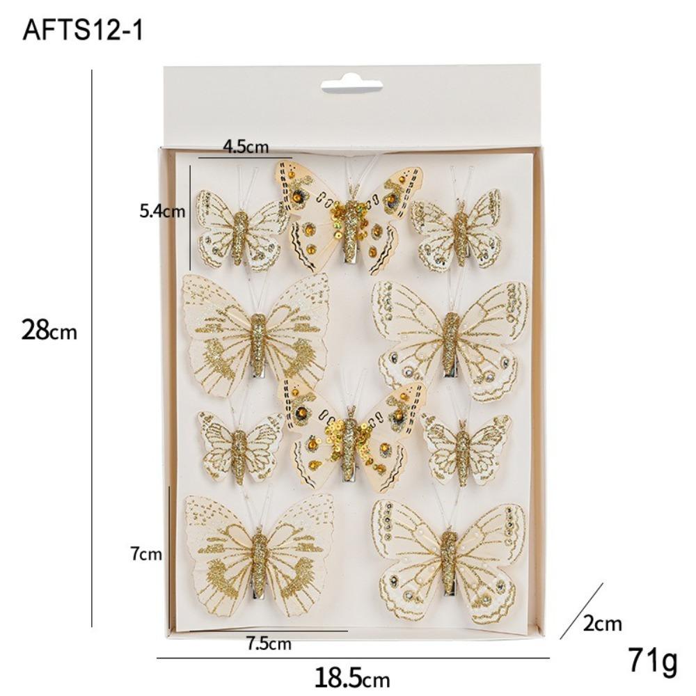 3/6/10Pcs Plastic DIY Artificial Butterfly Decoration Pendant Hanging Ornament Christmas Tree Ornament New Year