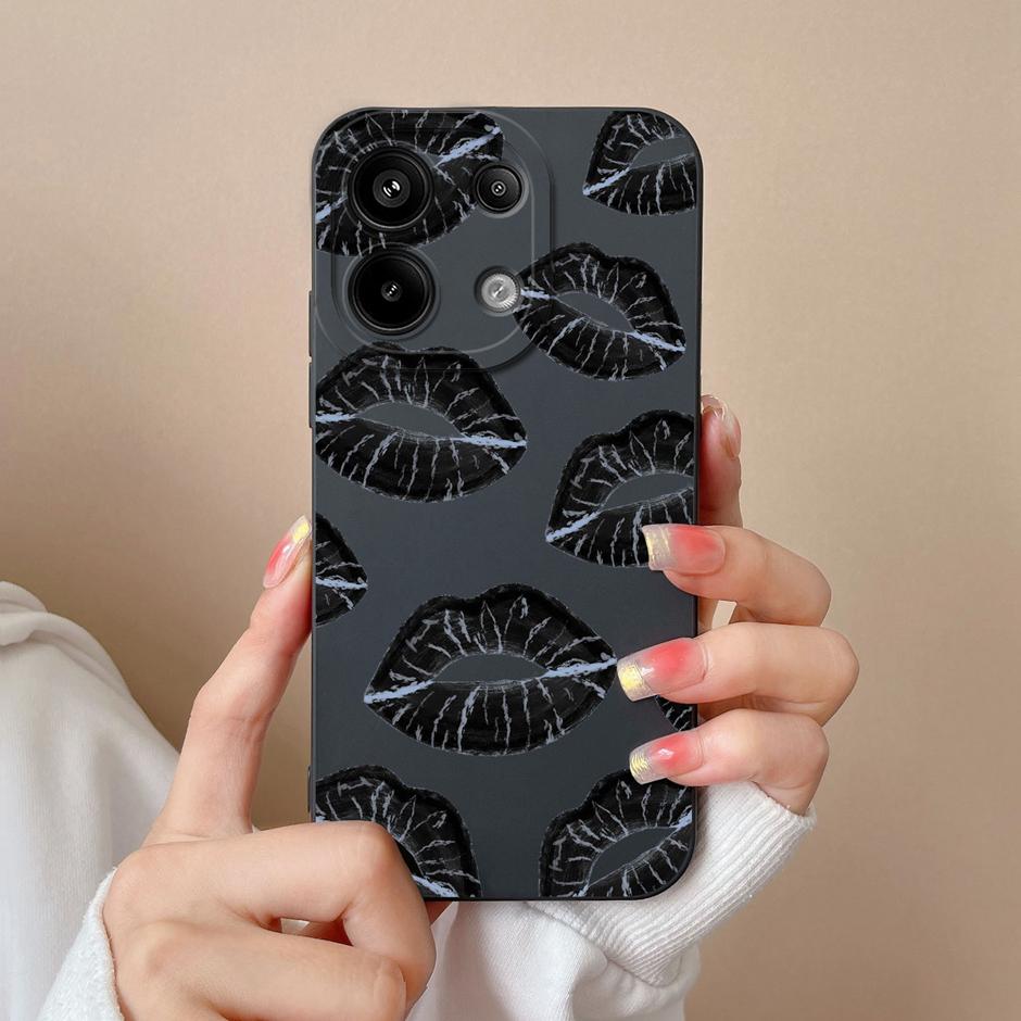 

Cases For Redmi Note 13 Note 13 Pro 4G Sexy Lip Print Pattern Smooth Shockproof Phone Cover For Note13 Note13Pro Silicone Funda Redmi Note 13 4G