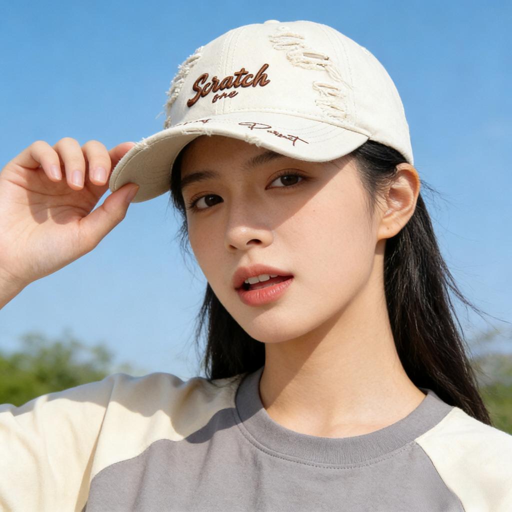 Retro Hole Washed Baseball Cap Men And Women Embroidered Letters Spring And Autumn Fashion Versatile Couple Casual Cap